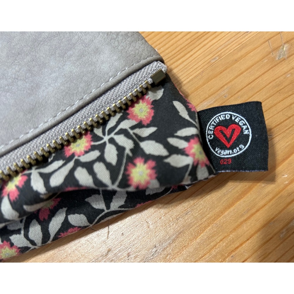 Urban Expressions Gray Vegan Leather Kiss Lock Wallet Floral Lining Minimal - Picture 4 of 8